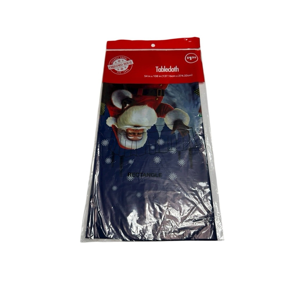 christmas house plastic table cover‎ 54x108 inches rectangle santa